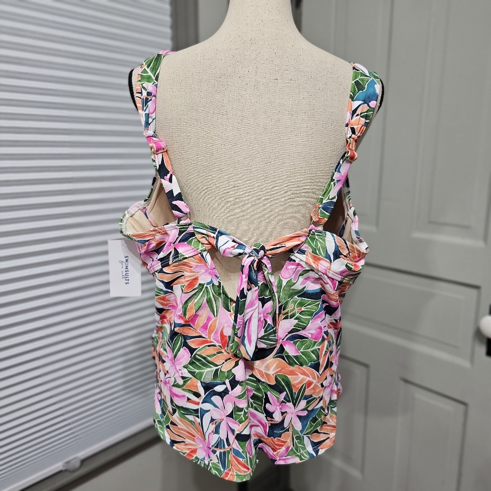 Swimsuits For All Tropical Floral Tummy Shaper Tankini - Picture 5 of 6